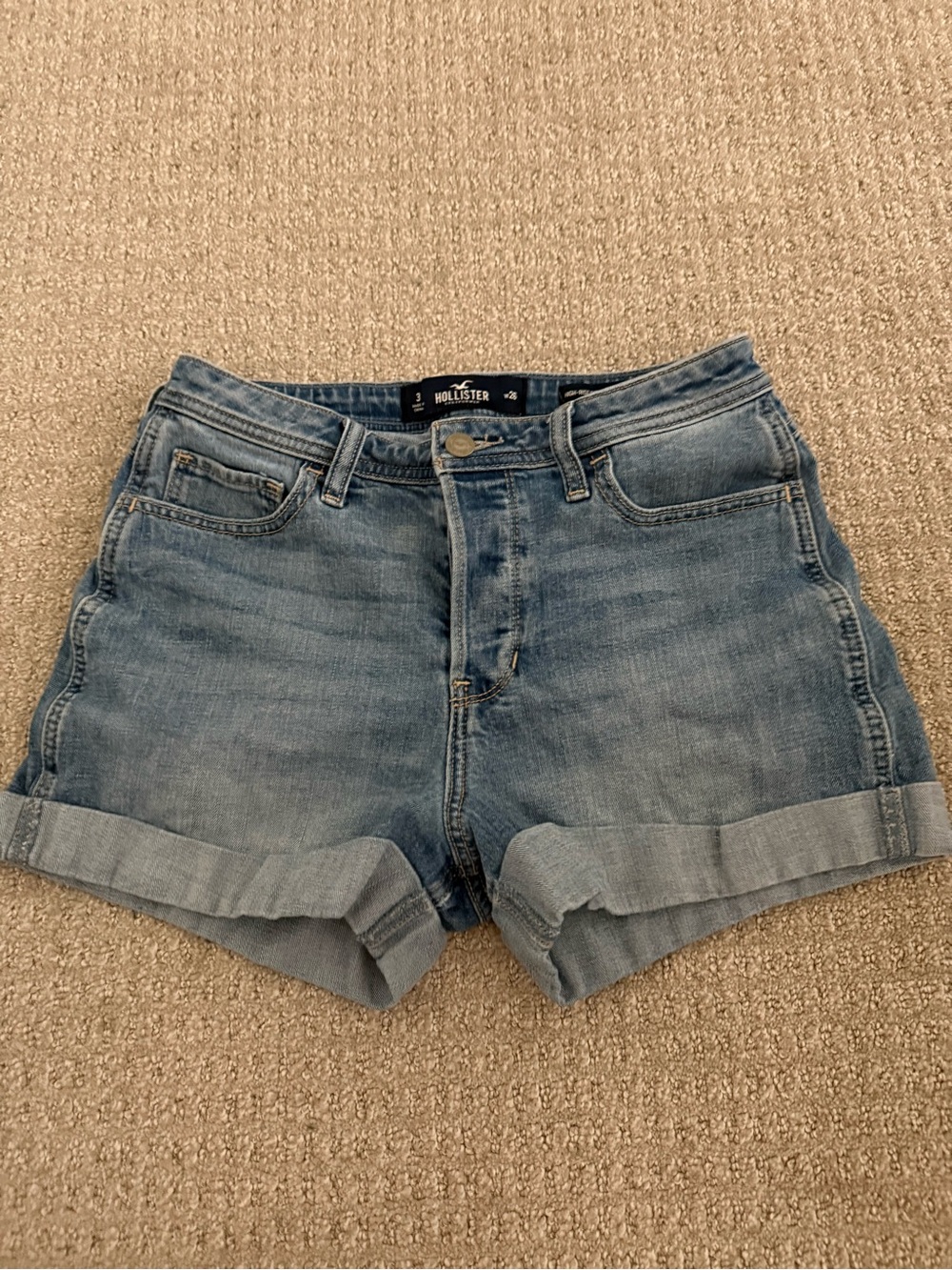 Hollister Women's Light Wash Rolled Hem Denim Shorts